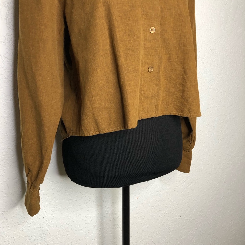 Velvet Heart caramel golden brown linen button down top size Medium - Picture 3 of 15